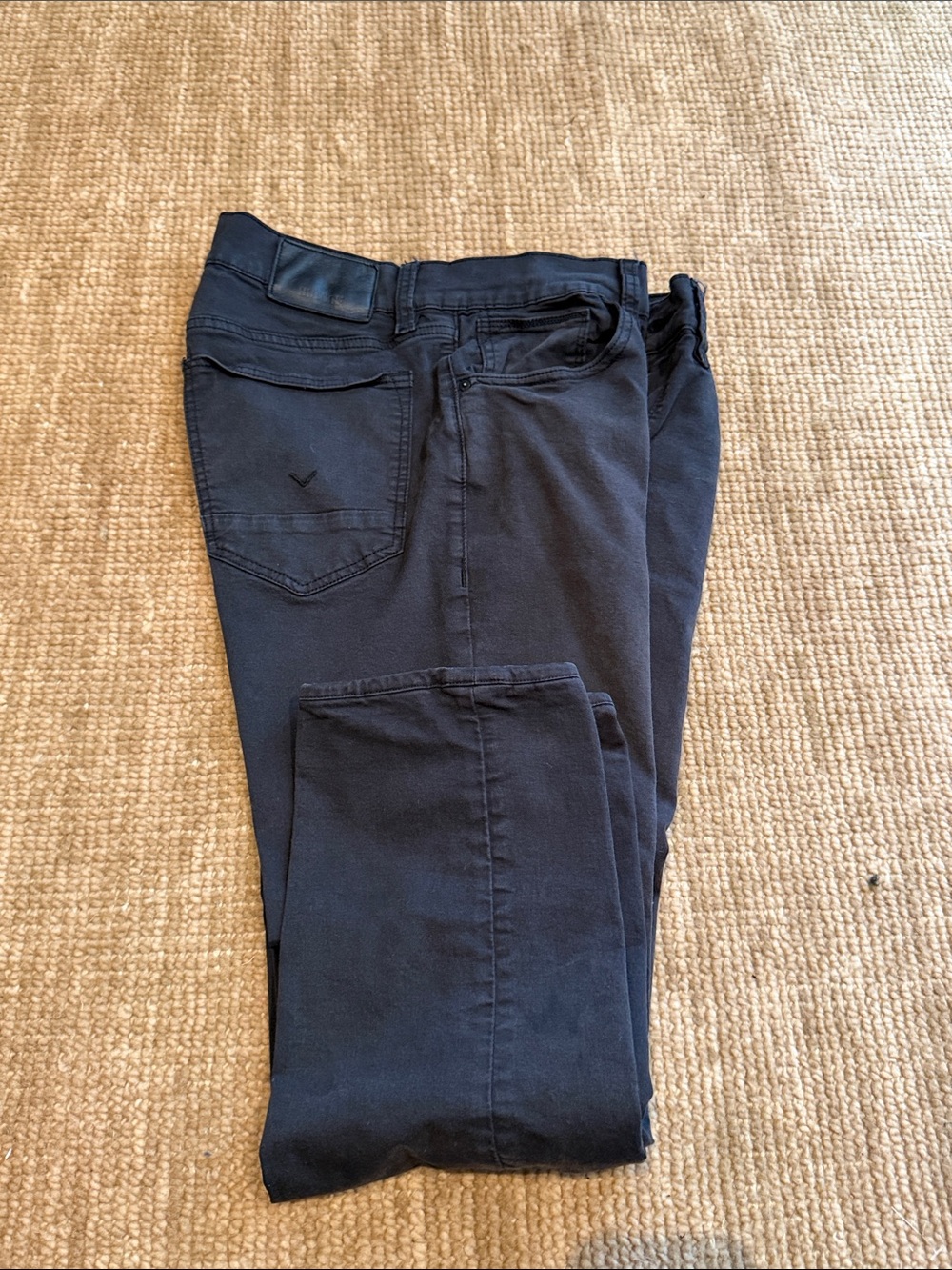 Hudson Jeans Dark Blue Leather Patch Trousers